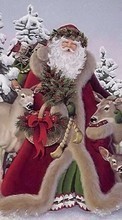 Scaricare immagine Holidays, Winter, New Year, Jack Frost, Santa Claus, Christmas, Xmas, Drawings sul telefono gratis.