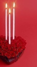 Scaricare immagine Holidays, Roses, Hearts, Objects, Valentine&#039;s day, Candles, Postcards sul telefono gratis.
