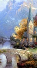Scaricare immagine Landscape, Houses, Rivers, Bridges, Trees, Autumn sul telefono gratis.