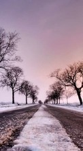 Scaricare immagine 320x480 Landscape, Winter, Trees, Roads sul telefono gratis.