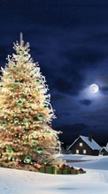 Scaricare immagine Trees, Fir-trees, New Year, Landscape, Holidays, Christmas, Xmas, Winter sul telefono gratis.