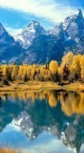 Scaricare immagine Landscape, Water, Trees, Mountains, Autumn sul telefono gratis.