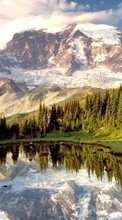 Scaricare immagine Trees, Mountains, Lakes, Landscape sul telefono gratis.