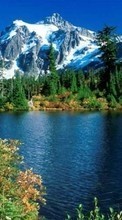 Scaricare immagine 128x160 Landscape, Trees, Mountains, Lakes sul telefono gratis.