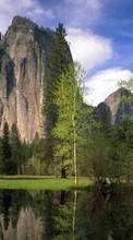 Scaricare immagine Trees,Mountains,Landscape,Rivers sul telefono gratis.