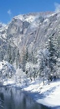 Scaricare immagine 1080x1920 Landscape, Winter, Rivers, Trees, Mountains, Snow sul telefono gratis.