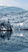Scaricare immagine Trees, Mountains, Landscape, Rivers, Winter sul telefono gratis.
