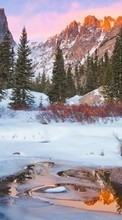 Scaricare immagine Trees, Mountains, Landscape, Snow sul telefono gratis.