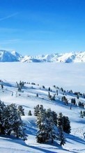 Scaricare immagine Trees,Mountains,Landscape,Snow sul telefono gratis.