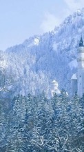 Scaricare immagine Trees, Mountains, Landscape, Castles, Winter sul telefono gratis.