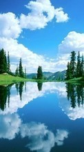 Scaricare immagine 128x160 Landscape, Water, Trees, Sky, Lakes sul telefono gratis.
