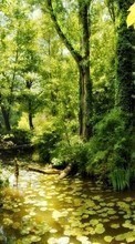 Scaricare immagine Trees, Landscape, Rivers sul telefono gratis.