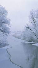 Scaricare immagine Trees, Landscape, Rivers, Snow, Winter sul telefono gratis.
