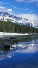 Scaricare immagine Landscape, Winter, Water, Rivers, Trees sul telefono gratis.