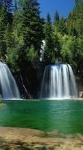 Scaricare immagine Landscape, Rivers, Trees, Waterfalls sul telefono gratis.