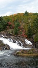 Scaricare immagine 320x480 Landscape, Rivers, Trees, Waterfalls sul telefono gratis.