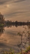 Scaricare immagine Trees, Landscape, Rivers, Sunset sul telefono gratis.