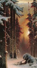 Scaricare immagine Trees, Landscape, Pictures, Snow, Sunset, Winter sul telefono gratis.