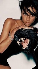 Scaricare immagine Girls, Victoria Beckham, People, Panthers, Animals sul telefono gratis.