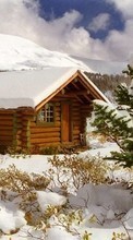 Scaricare immagine Landscape, Winter, Houses, Fir-trees sul telefono gratis.