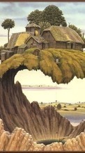 Scaricare immagine Landscape, Houses, Fantasy sul telefono gratis.