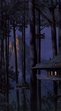Scaricare immagine Houses,Mountains,Night,Landscape,Nature sul telefono gratis.