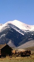 Scaricare immagine Houses, Mountains, Landscape sul telefono gratis.