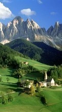 Scaricare immagine Landscape, Houses, Mountains sul telefono gratis.