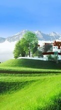 Scaricare immagine 1280x800 Landscape, Houses, Mountains sul telefono gratis.