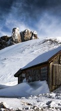Scaricare immagine Houses,Mountains,Landscape,Snow sul telefono gratis.