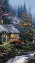 Houses, Night, Landscape, Plants per Sony Ericsson K700
