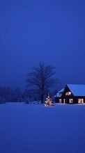 Scaricare immagine Houses, New Year, Landscape, Holidays, Christmas, Xmas, Snow, Winter sul telefono gratis.