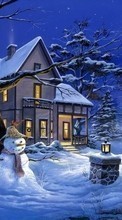 Scaricare immagine 1024x768 Houses, New Year, Landscape, Pictures, Christmas, Xmas, Snow, Winter sul telefono gratis.
