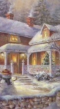 Scaricare immagine Houses, New Year, Landscape, Pictures, Christmas, Xmas, Winter sul telefono gratis.