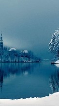 Scaricare immagine Houses,Lakes,Landscape,Snow sul telefono gratis.