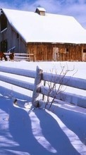 Scaricare immagine Houses, Landscape, Snow, Winter sul telefono gratis.