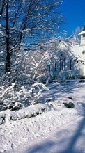 Scaricare immagine Houses,Landscape,Snow,Winter sul telefono gratis.