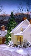 Scaricare immagine Houses,Landscape,Snow,Winter sul telefono gratis.