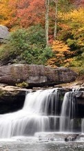 Scaricare immagine Houses,Landscape,Waterfalls sul telefono gratis.