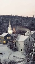 Scaricare immagine 1080x1920 Landscape, Winter, Houses sul telefono gratis.