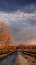Scaricare immagine Roads, Clouds, Landscape, Fields sul telefono gratis.