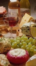 Scaricare immagine 320x240 Food, Cheese, Grapes, Vine sul telefono gratis.
