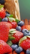 Scaricare immagine Food, Bilberries, Background, Fruits, Berries, Strawberry sul telefono gratis.