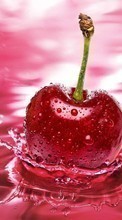 Scaricare immagine Food, Fruits, Drops, Cherry, Water sul telefono gratis.
