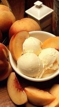 Scaricare immagine Food, Fruits, Ice cream, Peaches sul telefono gratis.