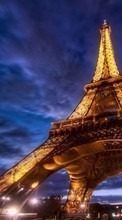 Scaricare immagine Eiffel Tower, Cities, Night, Paris, Landscape sul telefono gratis.