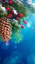 Scaricare immagine Fir-trees, Background, New Year, Holidays, Christmas, Xmas, Cones sul telefono gratis.