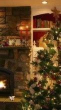 Scaricare immagine Holidays, New Year, Interior, Fir-trees, Christmas, Xmas sul telefono gratis.