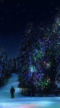 Scaricare immagine Fir-trees, New Year, Holidays, Christmas, Xmas, Winter sul telefono gratis.