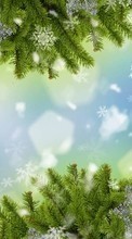 Scaricare immagine Fir-trees, New Year, Holidays, Snowflakes sul telefono gratis.